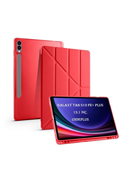 UnDePlus Samsung Galaxy Tab S10 FE+ Plus Kılıf Kalem Bölmeli Trifolding Case ...