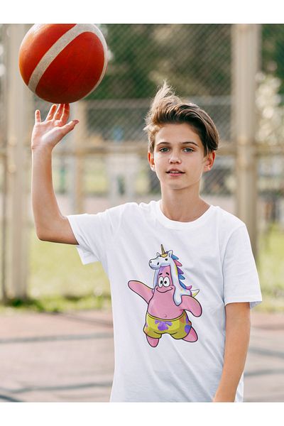 SEVBANO Tricou unisex cu desene animate Spongebob cu imprimeu Patrick pentru copii (vârsta 1-12)