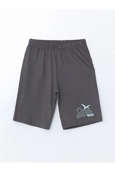 LC Waikiki Set de pijamale pentru băieți cu decolteu cu imprimeu dinozaur și pantaloni scurți