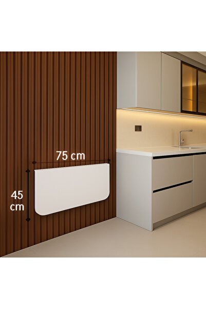 ATELIER Çelik Ayaklı Pratik Katlanabilir Duvara Monte Modern Mutfak Masası