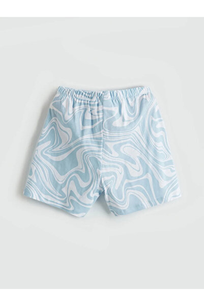 LC Waikiki Bisiklet Yaka Stitch Baskılı Kız Çocuk Şortlu Pijama Takımı