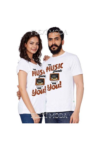 Hunors Sportswear & Company Muzica sună mai bine cu tine scris cuplu îndrăgostiți combinați tricou oversize din 2 piese