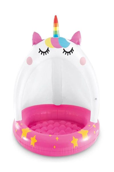 Intex Piscina Acoperita Alba Fucsia Unicorn pentru Copii 102x102cm - Intex
