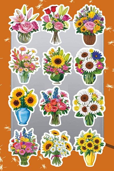 hediyenebak Flower Bouquet Sticker Set |   Laptop Agenda Notebook Tablet Phone Notebook Sticker Bullet Journal