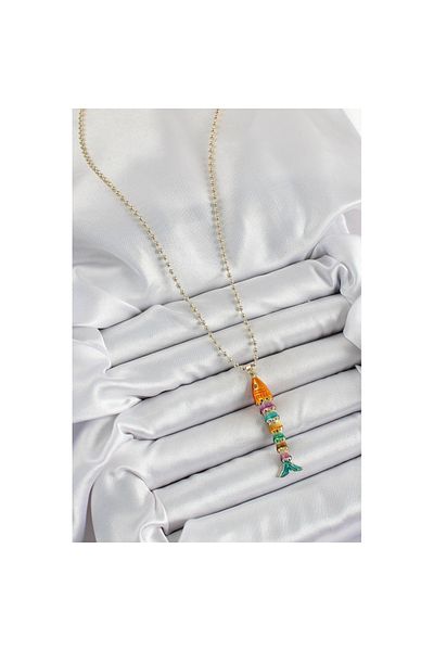 Skygo Brass Rainbow Fish Model Zircon Stone Gold Color Women's Necklace - Tj-Bko10243