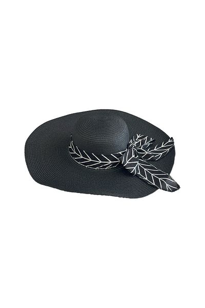 MUK's Beauty Tools Women's Straw Hat Beach Hat with Tulle Bow Detail