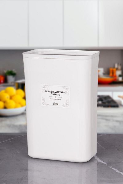 naturelove White Vacuum Acrylic Dishwasher Tablet Detergent Storage and Organizer 3 Lt