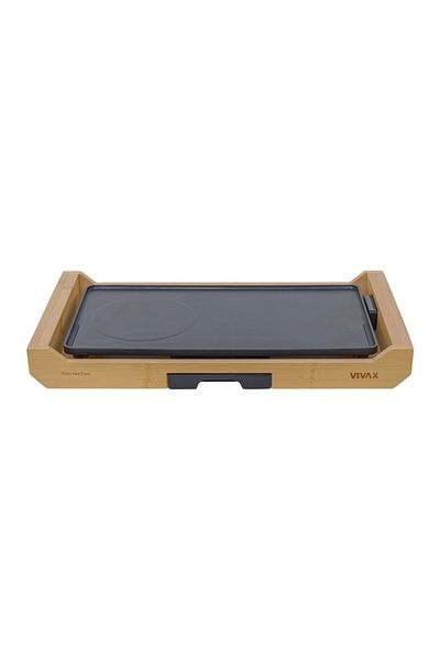 Vivax Oliva Grătar electric Vivax EG-4020HZ, 2200 W, Termostat detașabil, Suprafață plită, Carcasă din lemn de bambus