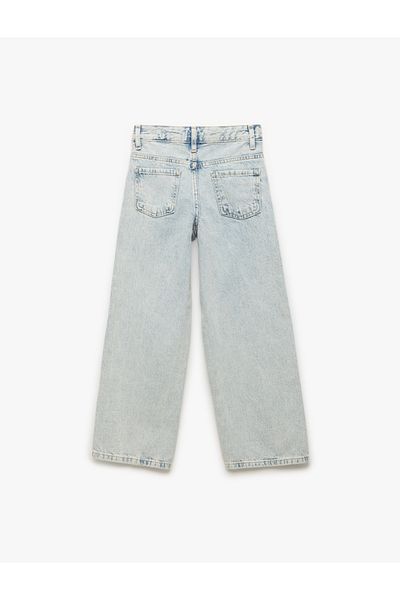 Koton Pantaloni din denim cu talie joasă și cu picioare largi