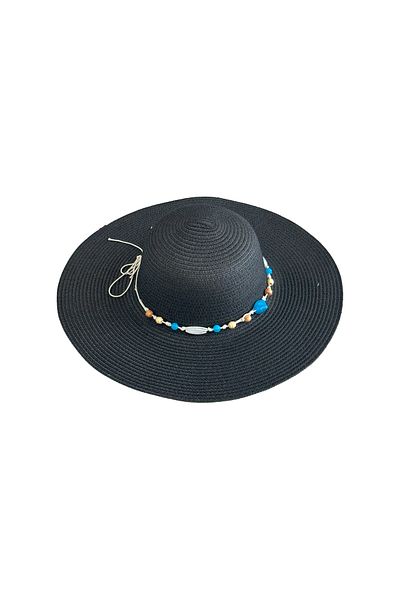 MUK's Beauty Tools Natural Stone Detailed Women's Straw Hat Beach Hat
