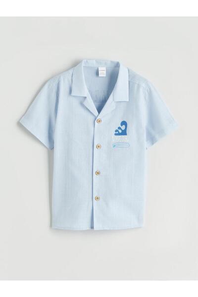 LC Waikiki Cămașă pentru băieți Özmarka Yeni Sezon Resort cu imprimeu la guler