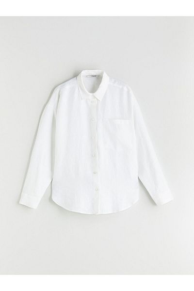 LC Waikiki Lcw 100% Linen Oversize Women's Shirt Fast Fashion