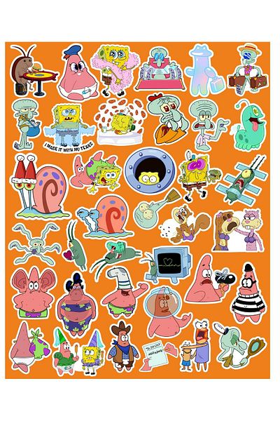 MS Major Selection Spongebob Square Shorts Series 3 Sticker Phone Laptop Notebook Tablet Notebook Flask Sticker Label