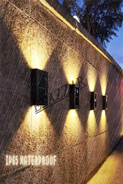 epazzar 4 Adet Çift Led'li Solar Aplik Lamba Büyük Boy Led Güneş Enerjili Sol...