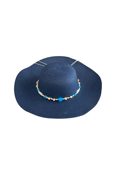 MUK's Beauty Tools Natural Stone Detailed Women's Straw Hat Beach Hat