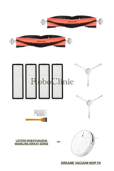 Roboclinic Dreame Vacuum Mop F9 Robot Vacuum Cleaner Compatible Replacement Brush, Hepa Filter Set-10 Pieces