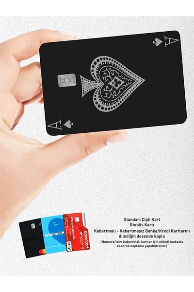 MS Major Selection Ace of Spades Credit Card - Papara Tosla Card Covering Sticker Compatible for Papara, Tosla, Credit Card