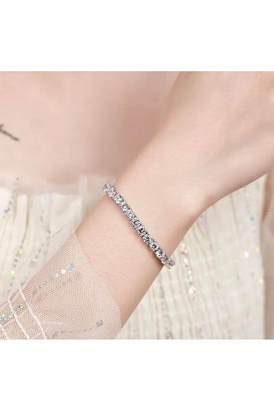 Manu Collection Women's Silver Color Square Waterway Bracelet with Stones Stainless Steel (No Tarnish) in Special Box