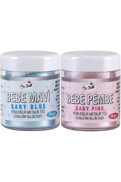 Dr. Gusto Metallic Powder 10 Gr - Baby Pink and Baby Blue Baby Shower Set of 2