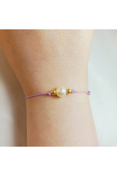Crystal Atelier Women's Lilac Pearl Rope Bracelet-Macrame Bracelet-Pearl Bracelet-Rope Bracelet-Knit Bracelet-Luck Bracelet