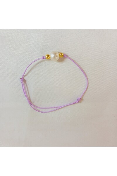 Crystal Atelier Women's Lilac Pearl Rope Bracelet-Macrame Bracelet-Pearl Bracelet-Rope Bracelet-Knit Bracelet-Luck Bracelet