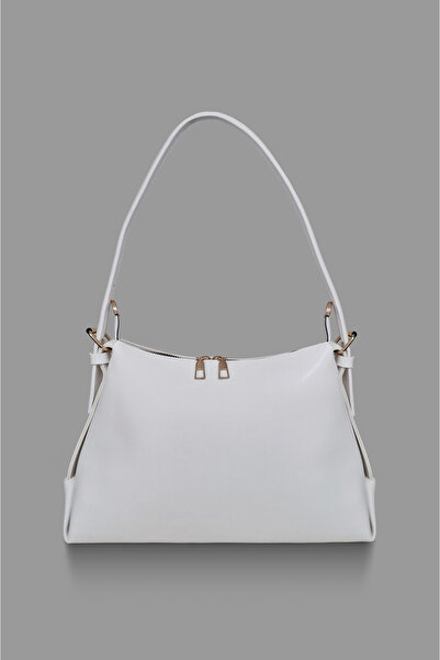 BRAGİ Women's White Shoulder Bag with Adjustable Strap