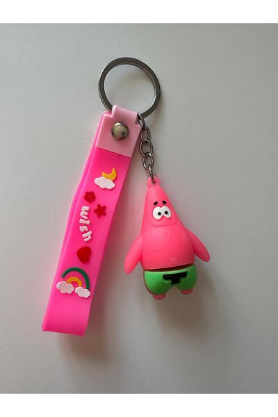 HISCOSMETIC Pink Lazy Star – Cute Patrick Figured Keychain”