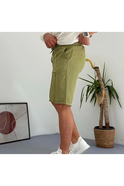 LC Waikiki Lc Waiki Men's Elastic Waist Lace-Up Linen Shorts with Pockets |   Cotton Summer Comfortable Fit