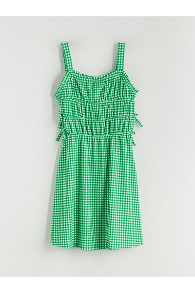 LC Waikiki White Square Collar Striped Girl's Dress