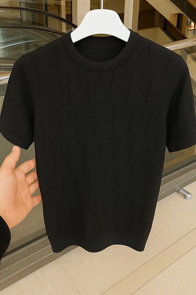 LC Waikiki Lc Waiki 100% Cotton Textured Stretchy Breathable Fabric Men's Knitwear T-Shirt