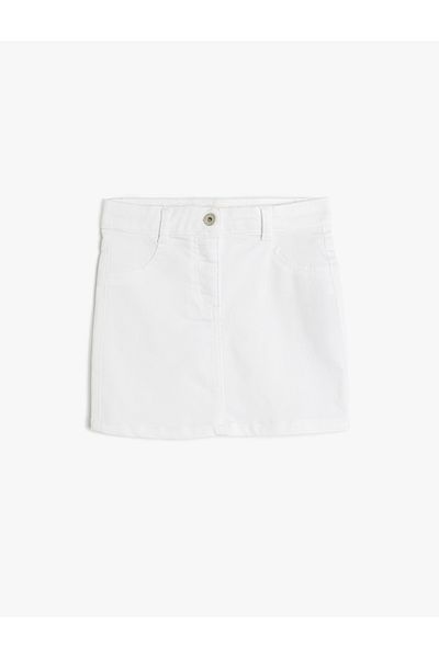 Koton New Season Basic Skirt with Button and Zipper Detail and Pockets