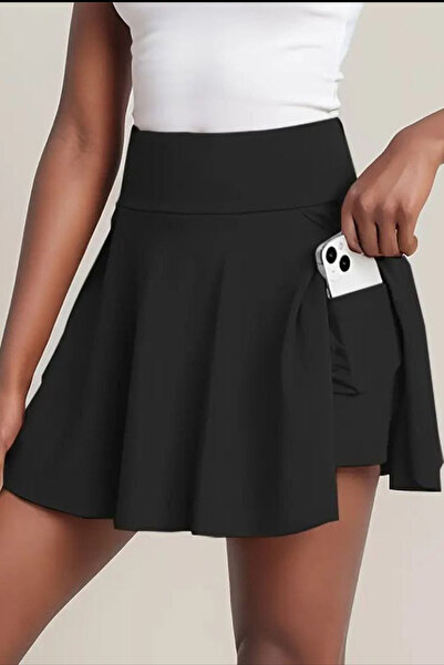 ESSFASIHON Moda Luna Women's High Waist Sandy Short Skirt with Pockets