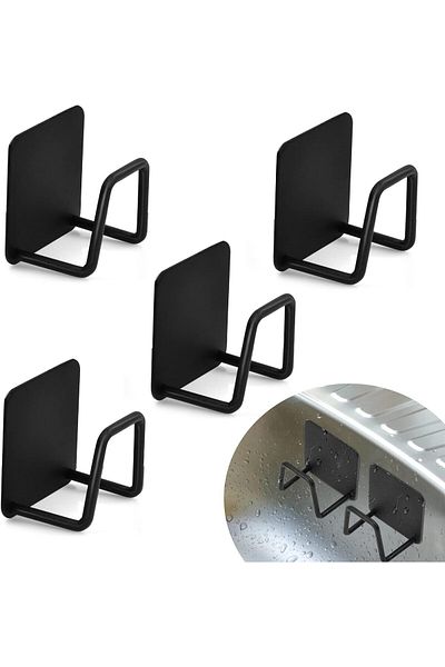 Sea Home Steel Dishwashing Sponge Holder Hanger Dishwashing Sponge Holder Adhesive Stainless 4 Pieces M-Sng1