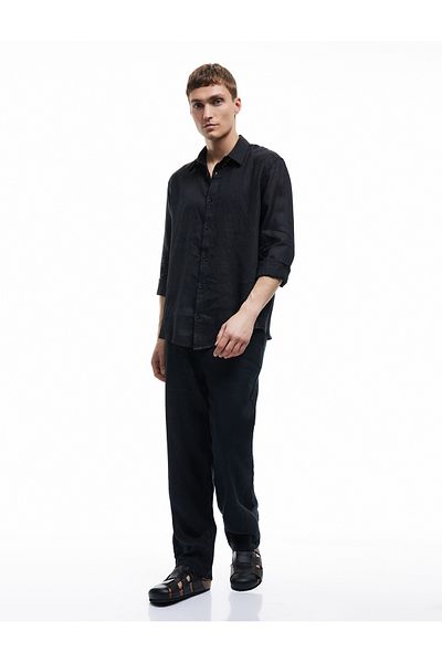 Koton Νέα σεζόν Classic Collar Regular Fit Μακρυμάνικο Λινό Πουκάμισο