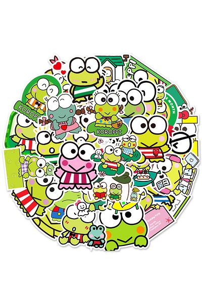 MS Major Selection Keroppi Notebook Water Bottle Laptop Notebook Tablet Phone Case Sticker Set