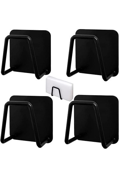 Sea Home Dish Sponge Holder Stainless Steel Adhesive Sponge Holder Multi-Purpose Hanger 4 Pieces M-Sng1