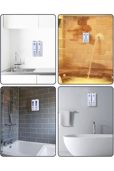 Sea Home 2pcs 400ml shampoo box lotion shower gel container, manual shower gel dispenser for bathroom and kitchen