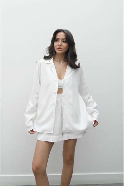 Havoş White Fabian Shirt Shorts Set