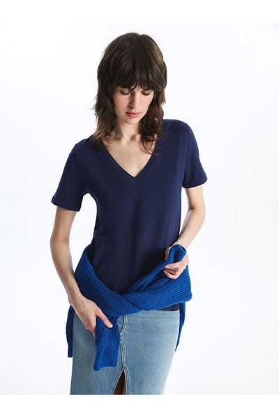 LC Waikiki Lc Waiki V-Neck Plain Short Sleeve Women's T-Shirt