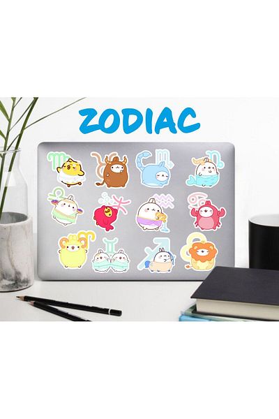 MS Major Selection Cartoon Zodiac Signs Notebook Water Bottle Laptop Notebook Tablet Phone Case Sticker Set