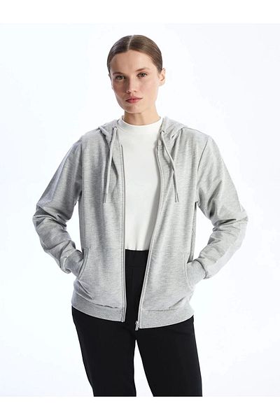 LC Waikiki Lc Waiki Classic Hooded Plain Long Sleeve Women's Zip Sweatshirt