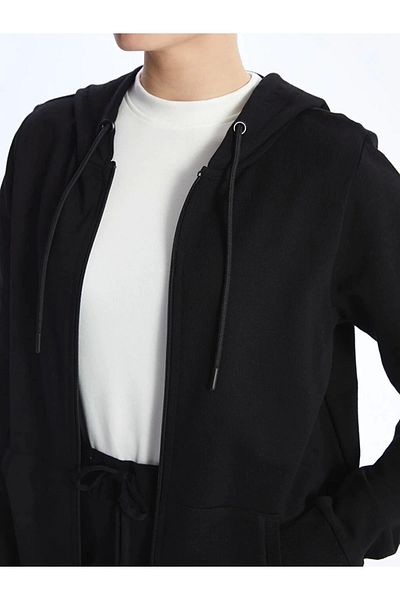 LC Waikiki Lc Waiki Classic Hooded Plain Long Sleeve Women's Zip Sweatshirt