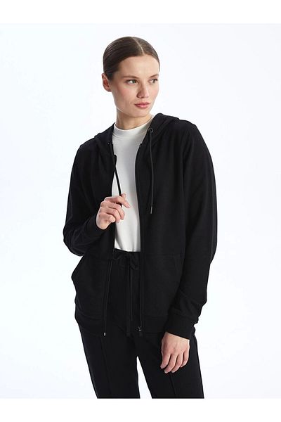LC Waikiki Lc Waiki Hooded Plain Long Sleeve Women's Zip Sweatshirt