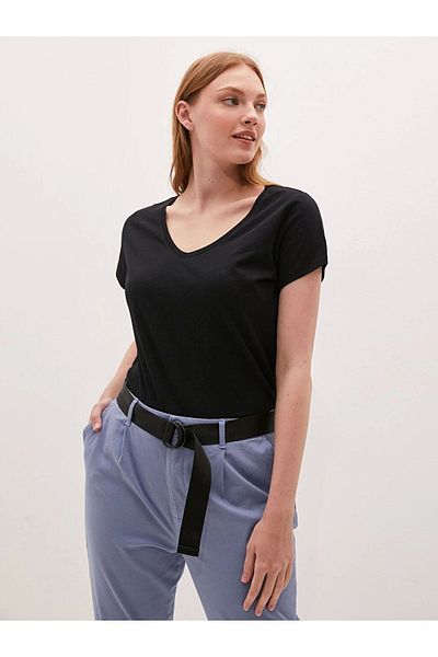 LC Waikiki Lc Waiki V-Neck Solid Short Sleeve Cotton Women's T-Shirt