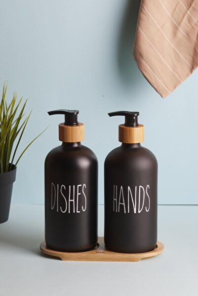 MadaMelya مجموعة من 2 موزع صابون سائل للمطبخ باللون الأسود سعة 500 مل و500 مل...