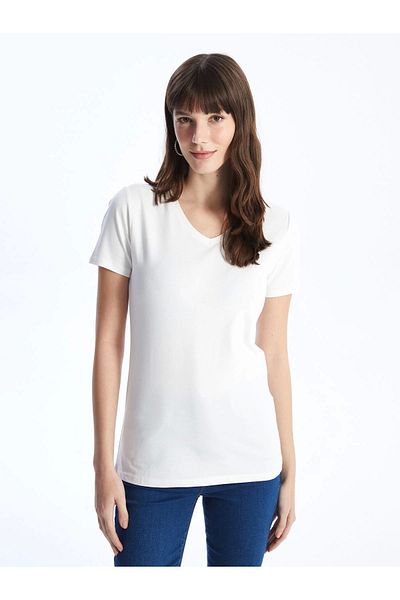 LC Waikiki Lc Waiki V-Neck Plain Short Sleeve Women's T-Shirt
