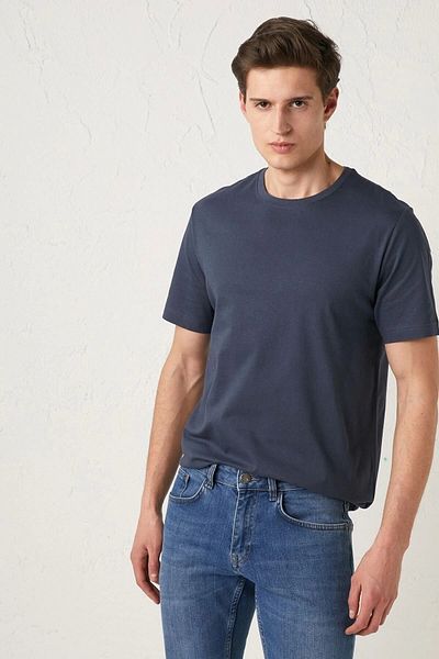LC Waikiki Lc Waiki Men's Indigo T-Shirt Crew Neck Basic Short Sleeve Cotton Basic from Your Fashion Style