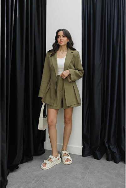 Havoş Çağla Single Button Detailed Linen Suit