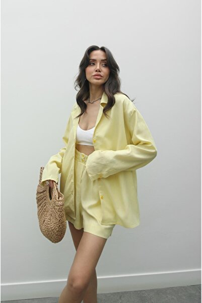 Havoş Yellow Fabian Shirt Shorts Set