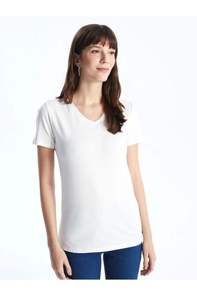 LC Waikiki Lc Waiki V-Neck Plain Short Sleeve Women's T-Shirt
